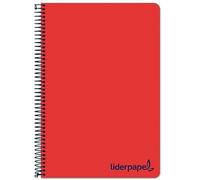 Liderpapel Quaderno spirale a7 micro wonder copertina plastica 100h 90 g quadro 5 mm 4 strisce colore rosso