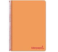 Liderpapel Quaderno spirale a7 micro wonder copertina plastica 100h 90 g quadro 5 mm 4 strisce colore arancione