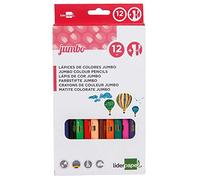 Liderrup JuMBO - Matite colorate con sacchetti, confezione da 12 pezzi, colori assortiti