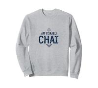 L'IDF di Am Yisrael Chai sostiene Il Regalo dell'orgoglio ebraico Felpa, Unisex per Adulti, Grigio Melange, L