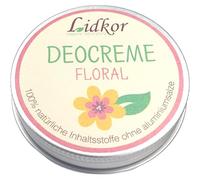 LIDKOR Crema Deodorante Profumo di Florale 50ml - Vegan Crema Antiodore senza Alcool e Sali di Alluminio - Anti Sudore - Tutto Tipo di Pelle - Olio di Cocco & Vitamina E - Olio Essenziale Lemongrass