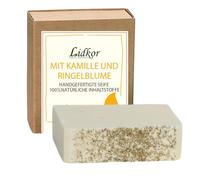 LIDKOR Sapone biologico con camomilla e calendula per pelli sensibili, 100 g, molto delicato senza ingredienti irritanti, sapone idratante, vegano, sapone naturale biologico, fatto a mano, gel doccia