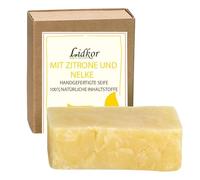 LIDKOR Sapone Mani e Corpo Limone e Chiodi di Garofano 100 g | Con olio di cocco e ricino, nutriente e detergente per viso e corpo, docciaschiuma solido e bagnoschiuma solido