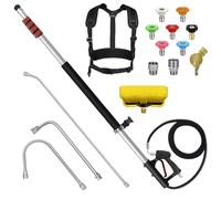 LidoDola Kit bacchetta telescopica per idropulitrice da 6,1 m, 2 aste di prolunga, pulitore per grondaie, spazzola, accoppiatore girevole e 7 ugelli per tetto, ponte, veicoli, rivestimenti
