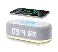 LIDOUYA 4 In1 Sveglia Digitale, Caricatore Wireless, Sveglia intelligente con orologio, termometro e luce LED, luminosità regolabile