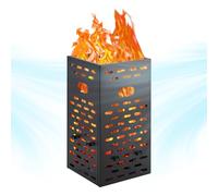 Lidzopas Barile inceneritore da esterno resistente da 63 galloni, struttura in acciaio da 2 mm, coperchio ventilato resistente alla ruggine, vassoio per cenere, perfetto per giardino, prato e rifiuti