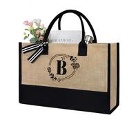 Lieaa Women Jute Bag Summer Bag Summer Borse Bote personalizzato con lettere Elegante borsa per pendolarismo per gli insegnanti Amici Orbite (B)