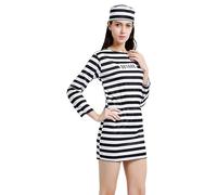 Lieawy Costume Da Prigioniero - Costume Criminale a Righe Bianche e Nere - Tuta Traspirante Per Halloween Natale Feste In Coppia E Cosplay Medievale