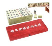 Lieawy Set da viaggio Mahjong - Set completo da 144 pezzi, con 2 cubi e 4 ripiani - per adulti, principianti, feste di famiglia, casa, viaggi, feste, notti e