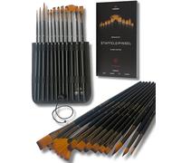 LIEBERGE Set di pennelli acrilici di alta qualità, con manico lungo, 12 pennelli senza perdita di capelli durante la pittura, ideale come pennello acrilico, pennello ad acquerello, pennello a olio