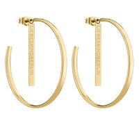 Liebeskind Berlin Da Donna Cerchi - Basic In Acciaio Inossidabile Orecchini Con Logotag Per Ein- E Aushängen - In Argento, Oro, Oro Rosa & Nero - Größen M E L - Semplice Cerchi Für Jeden Tag