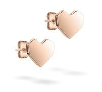 Liebeskind Berlin Orecchini a forma di cuore in acciaio inox, 1,1 cm, Acciaio inossidabile, Nessuna pietra preziosa