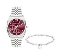 Liebeskind Berlin Set - Orologio da donna argento con quadrante bordeaux e cinturino in coordinato, argento, acciaio inossidabile, orologio analogico con movimento al quarzo, 34 mm, 10 ATM, resistente