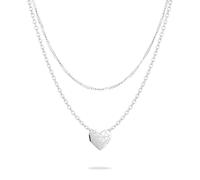 LIEBESKIND Berlino Broken Heart Layering Necklace - Elegante collana in acciaio inox lucido - argento - catenina regolabile fino a 46 cm - impermeabile e delicato sulla pelle