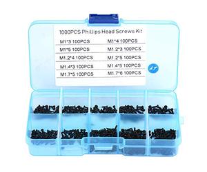 LiebeWH 1000 Viti Piccole, Vite in Miniatura Vite Minuscola 1,4 X 3 Mm con Testa a Croce con 1000 Pezzi di Viti e Ben Confezionate M1 M1.2 M1.4 M1.7