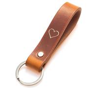 LIEBHARDT Regalo sostenibile in pelle conciata al vegetale con scritta in lingua tedesca per la vostra persona amata o per uomo fatto a mano in Germania, cuore, 12 cm, portachiavi