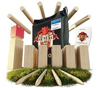 Liebholz® Kubb,Gioco di lancio vichingo originale [vincitore del test] con borsa per il trasporto e istruzioni (lingua italiana non garantita), robusto gioco vichingo per esterni, gioco svedese XL