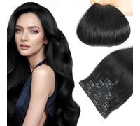 LieblichWelle Extension con clip in capelli veri di colore nero, 30 cm, 70 g, qualità salone, facili e piacevoli da indossare per le donne (nero profondo, 30-70 g)