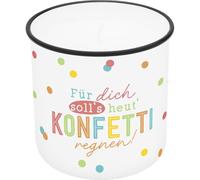 Lieblingskerze in Emailleoptik Motiv "Für dich soll es Konfetti regnen!"
