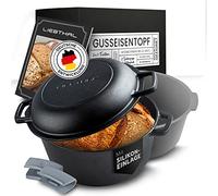 LIEBTHAL Pentola in Ghisa per Cuocere il Pane - Robusta Con Inserto in Silicone Antiaderente Su Misura - Stampo Con Coperchio 4,6 L - per Arrosto