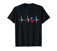 Liechtensteiner Bandiera Battito cardiaco ECG Pulse Liechtenstein Cuore Maglietta