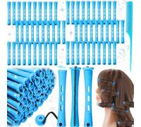 Liekadijiae 60 Pezzi Bigodini per Boccoli dei Capelli, Set di Bigodini da 0,35 Pollici, Barra Permanente in Plastica, Arricciacapelli in Plastica con Pettine a Coda di Rondine in Acciaio(con Pettine)