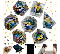 Liekadijiae 7 Pezzi Set di Dadi Poliedrici Dragon Eye, Set di Dadi Poliedrici, Dadi Poliedrici, Set di Dadi da Giochi di Ruolo, Colorato Dadi Poliedrici D4 D6 D8 D10 D12 D20 D%(con Custodia)