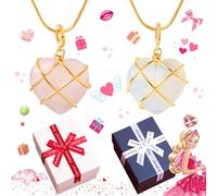 Liekadijiae Collana con Ciondolo a Forma di Cuore, Collane da Donna Moda Opal Heart Crystal Castle Collana per Donna Ragazze Rosa Quarzo Barbie Gioielli Accessori Regalo