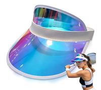 Liekadijiae Visiera Parasole in Plastica Trasparente Neon Retrò Cappelli, Visiere Parasole Unisex Anni '80 Con Visiera Neon Per Golf Tennis Addio Al Celibato Feste In Spiaggia Feste Estive (Blu laser)