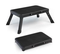 LIEKUMM Sgabello portatile, scala pieghevole a un gradino, piattaforma di lavoro con piedini antiscivolo, piattaforma di lavoro per garage, cucina, ufficio, nero, capacità 150KG