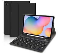Lielax Custodia per Samsung Galaxy Tab S6 Lite 10.4'' 2024/2022/2020, Bluetooth staccabile Magnetico Tastiera Spagnolo Ñ con Portapenne per Galaxy S6 Lite Tablet, Nero