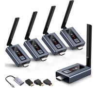 Lielyhod Ricevitori e trasmettitore HDMI 4 wireless aggiornati con schermo LED, fino a 6 RX, 165FT Plug & Play 1080P HD Output 5,8 GHz Extender per TV Box/laptop/proiettore/fotocamera a più schermi