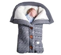 Liemuao - Sacco a pelo invernale caldo per neonati, sacco a pelo per neonati, fodera Sherpa per bambini, con motivo a nido d'angelo, per bambini da 0 a 6 mesi (grigio)