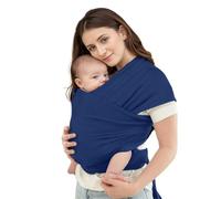 Liemuao - Sciarpe elastiche tutto in uno, ergonomiche, fascia per pelle con tessuto morbido cotone, supporto per neonati traspirante a mani libere, unisex e regolabile, regalo per la nascita (blu)