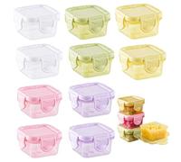 Liemuao - Set di 10 mini contenitori in plastica quadrati per bambini, impilabili e riutilizzabili, contenitori per alimenti ermetici con coperchi senza BPA, per forno a microonde, lavastoviglie e