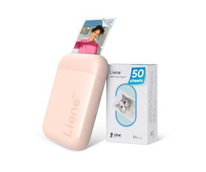 Liene Stampante Fotografica Portatile 2 x 3 con 50 Zink Carta Autoadesiva, Mini Bluetooth per iOS/Android Smartphone, Istantanea per iPhone