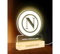 LIENZODECOR Calcio Lampada Led | Napoli | 15x22 cm | Lampade Notturna con USB di Metacrilato | Lampadario Cameretta Bambino | Regali Personalizzati e Originale