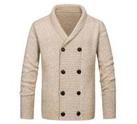 LIEROLYE Cardigan Doppiopetto da Uomo, Cappotto In Maglia con Collo a Scialle for Uno Stile Caldo Vintage(Beige,XXX-Large)