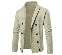 LIEROLYE Cardigan Doppiopetto da Uomo, Cappotto In Maglia con Collo a Scialle for Uno Stile Caldo Vintage(Apricot,XXL)