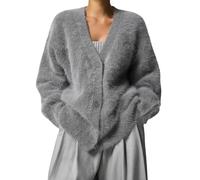 LIEROLYE Cardigan In Maglia Pelosa Da Donna, Maglioni Con Scollo A V Aperti Sul Davanti E Abbottonati, Maglione Casual Ampio Con Spalle Scese(Gray,XL)