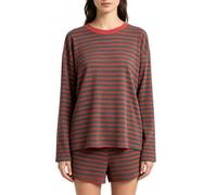 LIEROLYE Completo da Donna In 2 Pezzi, Top Girocollo Oversize a Righe e Pantaloncini, Tuta Casual(Red,M)