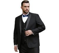 LIEROLYE Completo Da Uomo 2 Pezzi Smoking Per Uomo Di Taglia Grande, Completo Giacca E Pantaloni Da Cerimonia Formale Con Un Bottone E Revers A Scialle Per Ballo Di Fine Anno(Black,8X-Large)