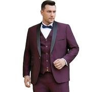 LIEROLYE Completo Da Uomo 2 Pezzi Smoking Per Uomo Di Taglia Grande, Completo Giacca E Pantaloni Da Cerimonia Formale Con Un Bottone E Revers A Scialle Per Ballo Di Fine Anno(Wine Red,XXXX-Large)