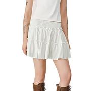 LIEROLYE Minigonna Da Donna, Gonne Estive Casual Boho, Gonne Plissettate Con Volant Da Spiaggia, Gonna Corta Fluida A Vita Alta Con Pantaloncini Sotto(White,M)