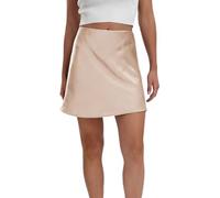 LIEROLYE Minigonne In Raso Da Donna, Gonna Corta Estiva In Seta Elasticizzata A Vita Alta, A Trapezio, Gonne Eleganti Da Festa In Tinta Unita(Champagne,XL)