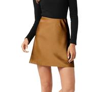 LIEROLYE Minigonne In Raso Da Donna, Gonna Corta Estiva In Seta Elasticizzata A Vita Alta, A Trapezio, Gonne Eleganti Da Festa In Tinta Unita(Gold,L)