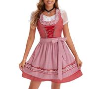LIEROLYE Vestito Dirndl Bavarese da Donna, Set da 4 Pezzi, Costume Tradizionale Oktoberfest con Grembiule e Camicetta, Completo da Birreria All'aperto(L)