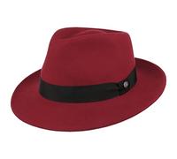 LIERYS City Feltro Cappello - Cappello in Feltro di Lana Donna/Uomo -Cappello da Uomo Idrorepellente e confezionabile - Bogart Estate/Inverno - Fedora Rosso L (58-59 cm)