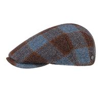 LIERYS Coppola Capri Check Virgin Wool Uomo - Made in Italy Cappellino Lana Cappello Piatto con Visiera, Fodera Inverno Autunno/Inverno - 55 cm Marrone-Blu