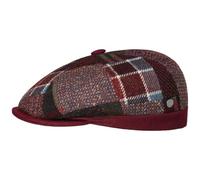 LIERYS Coppola Carlento Patchwork Uomo - Made in Italy Cappellino Lana Cappello Piatto da con Visiera, Fodera, Fodera Inverno Autunno/Inverno - 58 cm Rosso